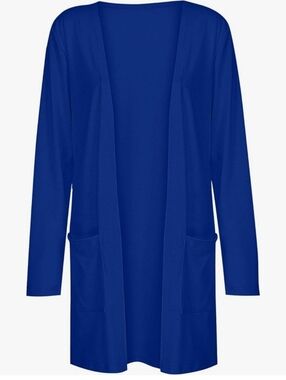 🆕Tribear Lightweight Cardigan w Pockets Long Sleeve Open Front Solid Blue Sz L